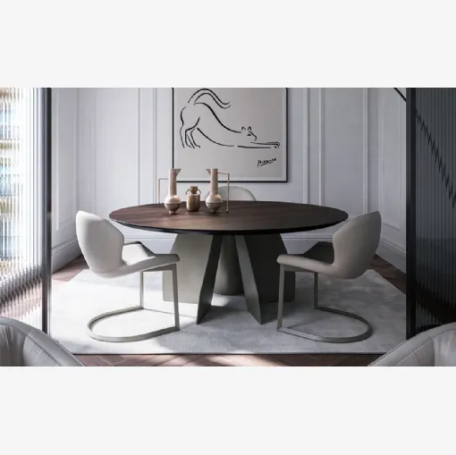 Tavolo con top in legno Senator Round di Cattelan Italia