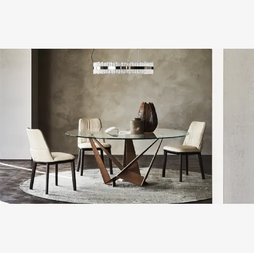 Tavolo rotondo in cristallo Skorpio Round di Cattelan Italia