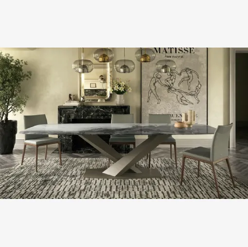 Tavolo con piano in cristallo con stampa artistica decorativa Stratos Crystalart di Cattelan Italia