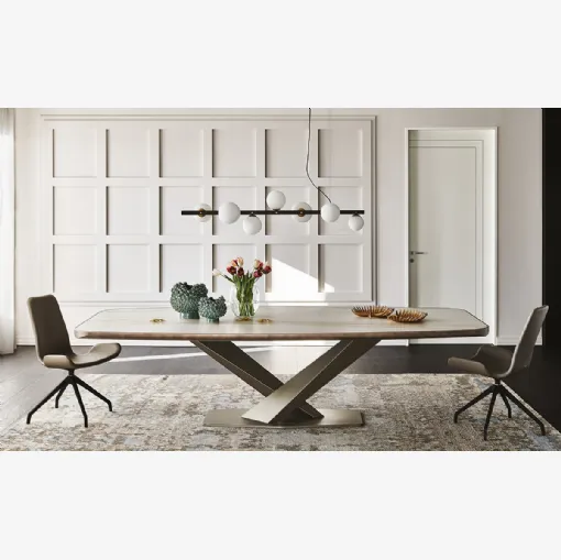 Tavolo rettangolare in ceramica con angoli arrotondati Stratos Keramik Premium di Cattelan Italia
