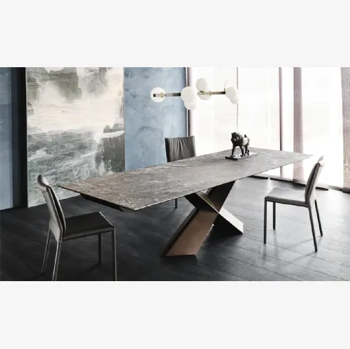 Tavolo allungabile con piano in ceramica Tyron Keramik Drive di Cattelan Italia