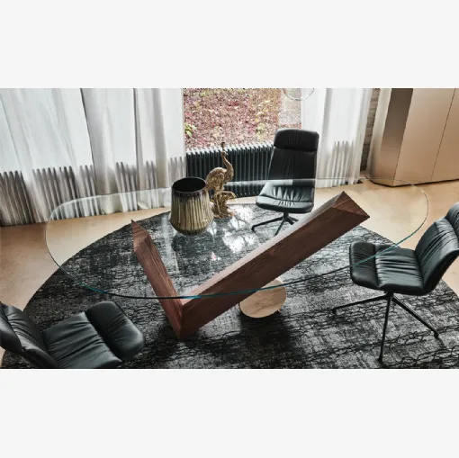 Tavolo in vetro con base in legno Valentino di Cattelan Italia