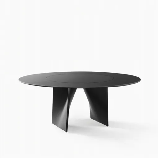Tavolo Lambda laccato nero con top girevole di Rimadesio