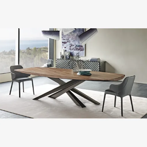 Tavolo rettangolare con piano in legno pregiato Lancer Wood di Cattelan Italia