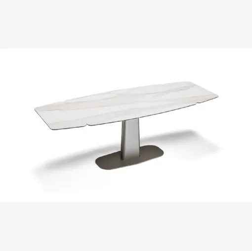 Tavolo allungabile con base in metallo e piano in ceramica Linus Keramik Drive di Cattelan Italia