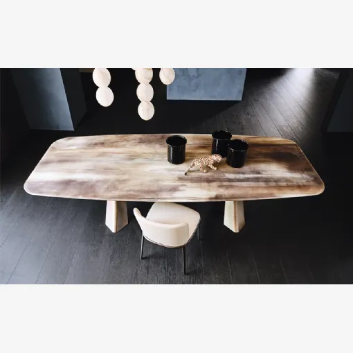 Tavolo con piano di vetro con stampa artistica Mad Max Crystalart di Cattelan Italia