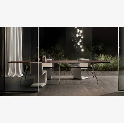 Tavolo Manta con top in Rovere di Rimadesio