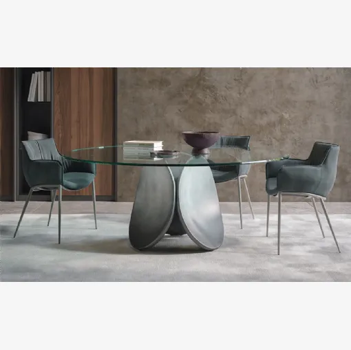 Tavolo scultura rotondo in vetro trasparente Maxim di Cattelan Italia