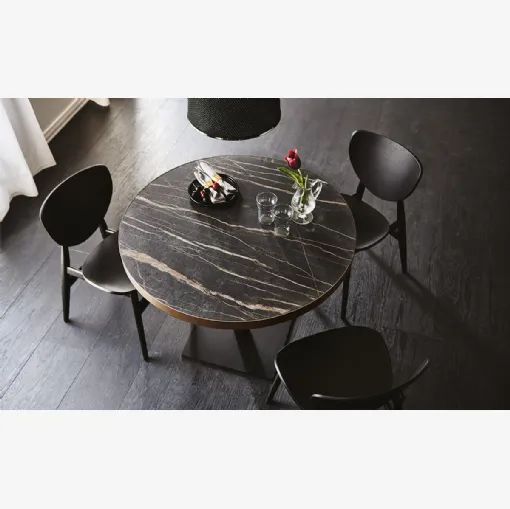 Tavolo rotondo in ceramica con base quadrata Ribot Keramik Bistrot di Cattelan Italia