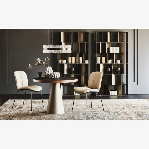 Tavolo con base conica in acciaio e piano in ceramica Saturno Keramik Bistrot di Cattelan Italia