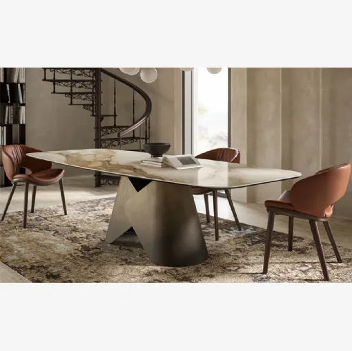 Tavolo in ceramica con base in metallo Scott Keramik di Cattelan Italia