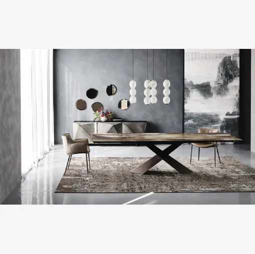 Tavolo allungabile in cristallo con stampa artistica Tyron Cristalart Drive di Cattelan Italia