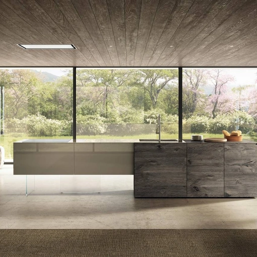 Cucina Design 36e8 Project 2814 in legno e vetro di Lago