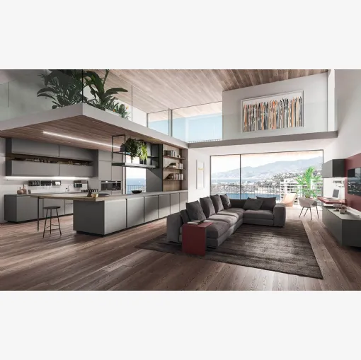 Cucina Design con penisola in laccato Grigio Londra Ak 07 05 di Arrital