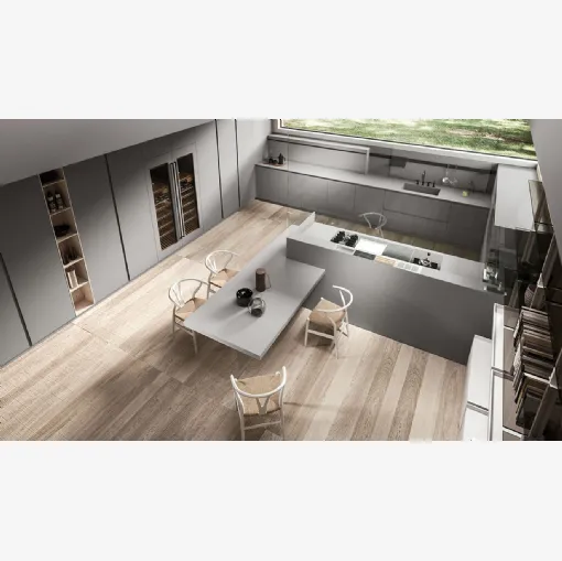 Cucina Design in Fenix Grigio con penisola Ak 04 01 di Arrital