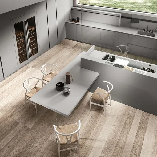Cucina Design in Fenix Grigio con penisola Ak 04 01 di Arrital