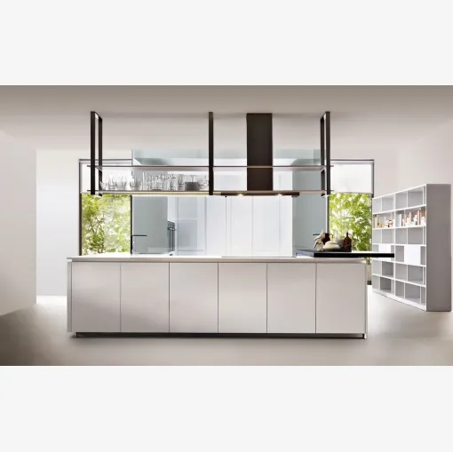 Cucina Design con isola in laminato Bianco HiLine 6 di Molteni & C