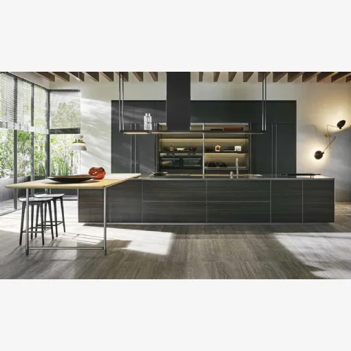 Cucina Design con isola HiLine 6 Frame Door in Eucalipto di Molteni & C