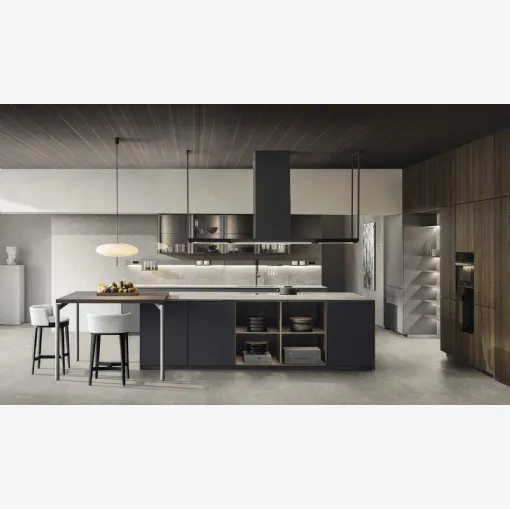 Cucina Design con isola InDada in Fenix Grigio Bromo di Molteni & C