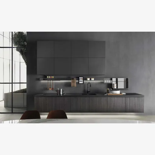 Cucina Design lineare InDada in bilaminato Rovere Cacao di Molteni & C