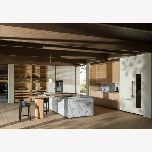 Cucina Design con isola Intersection in Marmo e legno di Molteni & C