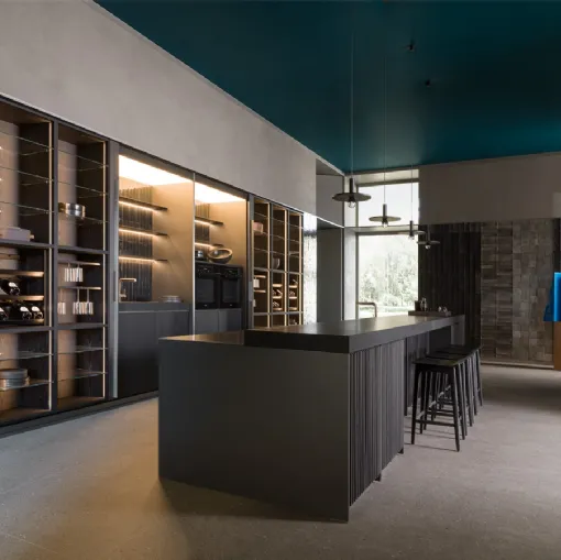 Cucina Design con isola Ratio Frassino Nero di Molteni & C