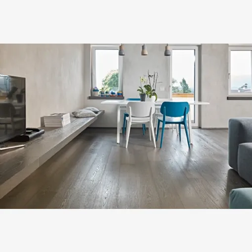 Parquet Perlepietra in Rovere nodoso spazzolato di Fiemme Tremila