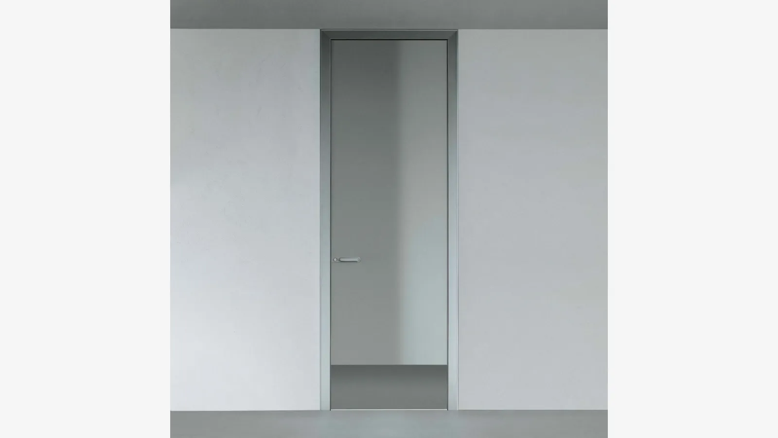 Porta per interni Link+ in vetro grigio cenere con telaio in alluminio di Rimadesio