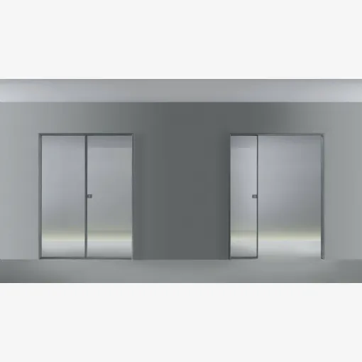 Porta per interni scorrevole Spin in vetro con telaio in alluminio Rimadesio