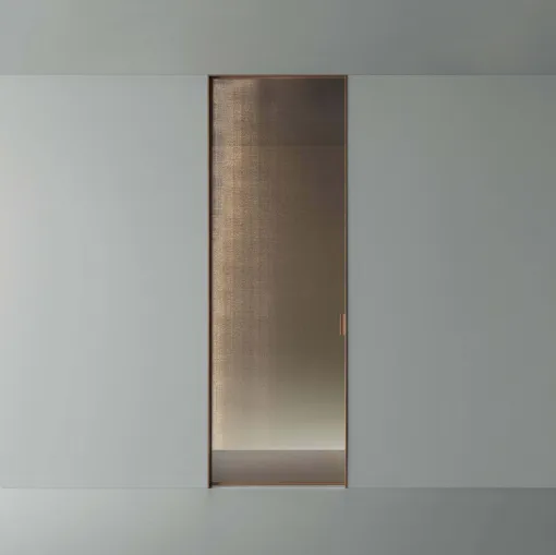 Porta per interni scorrevole Vela in vetro rete bronzo di Rimadesio