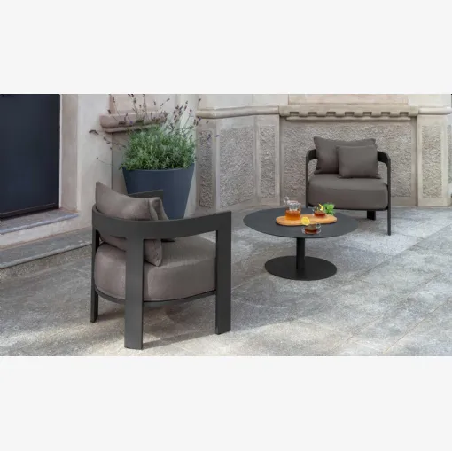 Poltroncina in alluminio e tessuto imbottito Argo Alu di Talenti