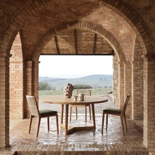 Sedia Cobea in legno massello di Teak con intreccio in polietilene di Molteni & C