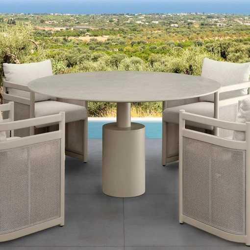 Tavolo in gres e Sedie in alluminio Edwin Alu di Talenti