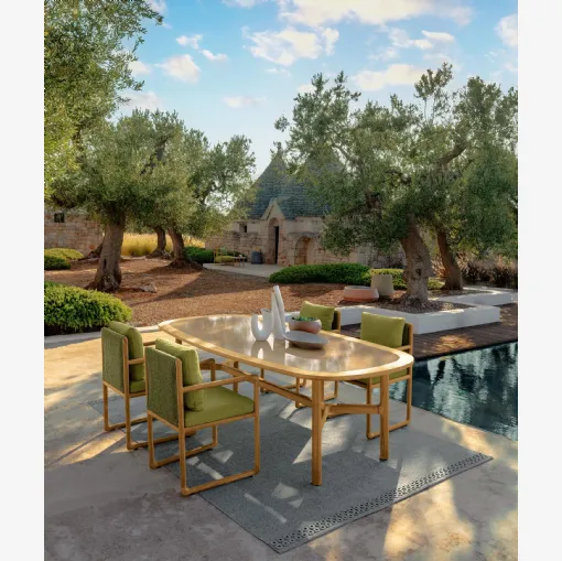 Tavolo e Sedie Jun in legno e gres di Talenti