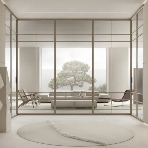 Pareti divisorie in vetro con telaio in legno Air System di Rimadesio