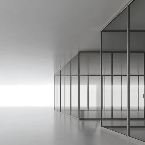 Pareti divisorie Air System in vetro con telaio in alluminio di Rimadesio