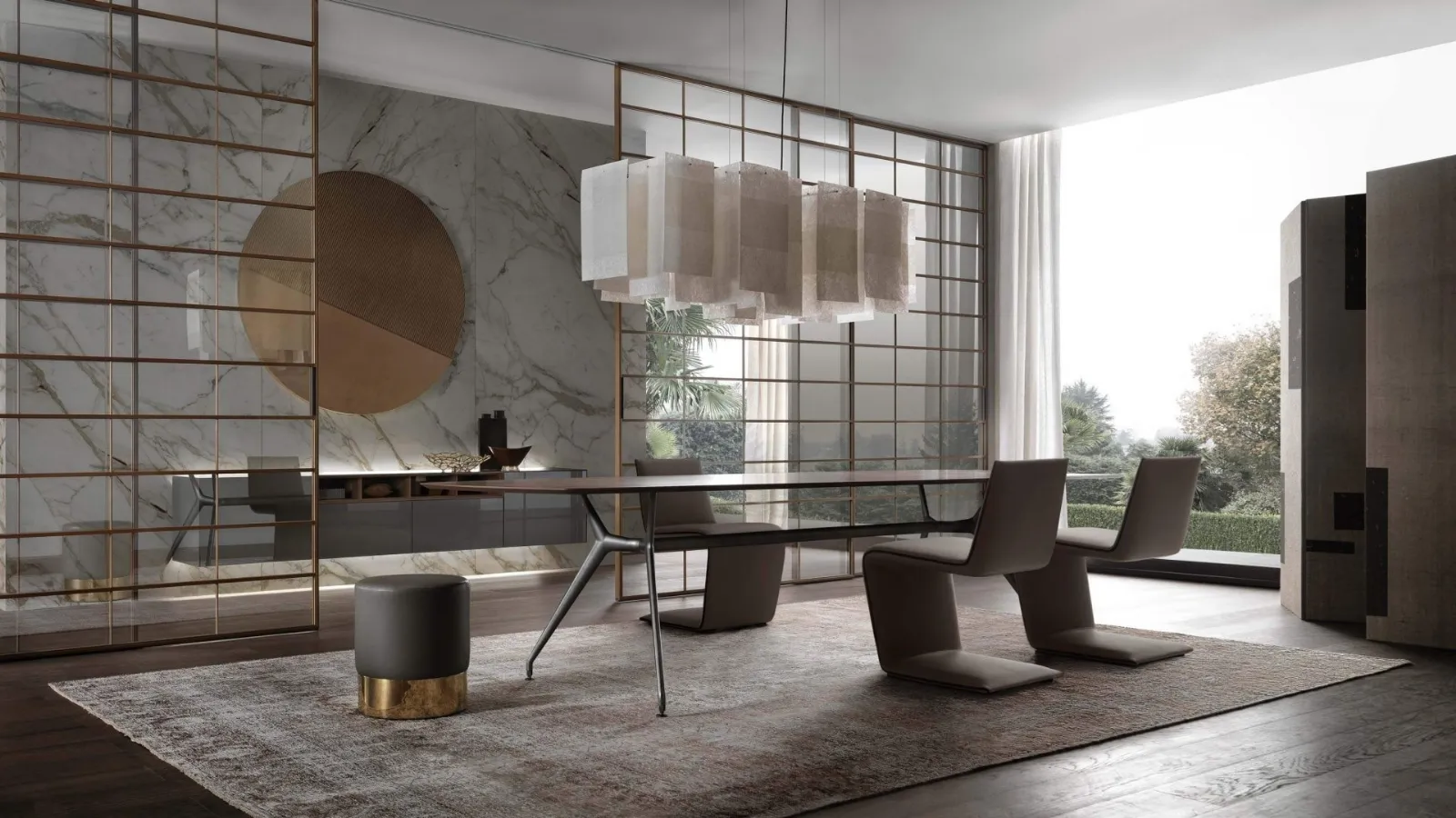 Parete divisoria Soho in legno e vetro di Rimadesio