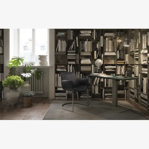 Scrivania Operativa in pelle e metallo Runner Leather di Cattelan Italia